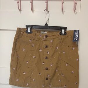 OshKosh B'gosh Brown Skirt with Pink Floral Design